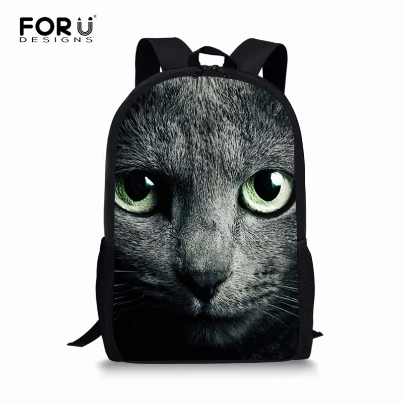 32 FORUDESIGNS/комплект из 3 предметов, школьный рюкзак в готическом стиле с черным рисунком кота, школьные сумки для начальной школы, повседневные сумки для девочек, сумка-портфель - Цвет: 32