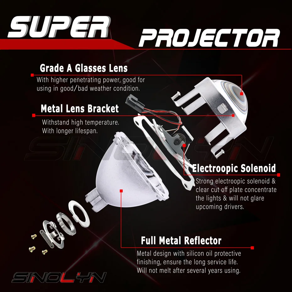 Bi Xenon Angel Eyes Projector Lenses For H4 H7 Headlight Full Kit Metal Lens Car Retrofit Use H1 HID/LED