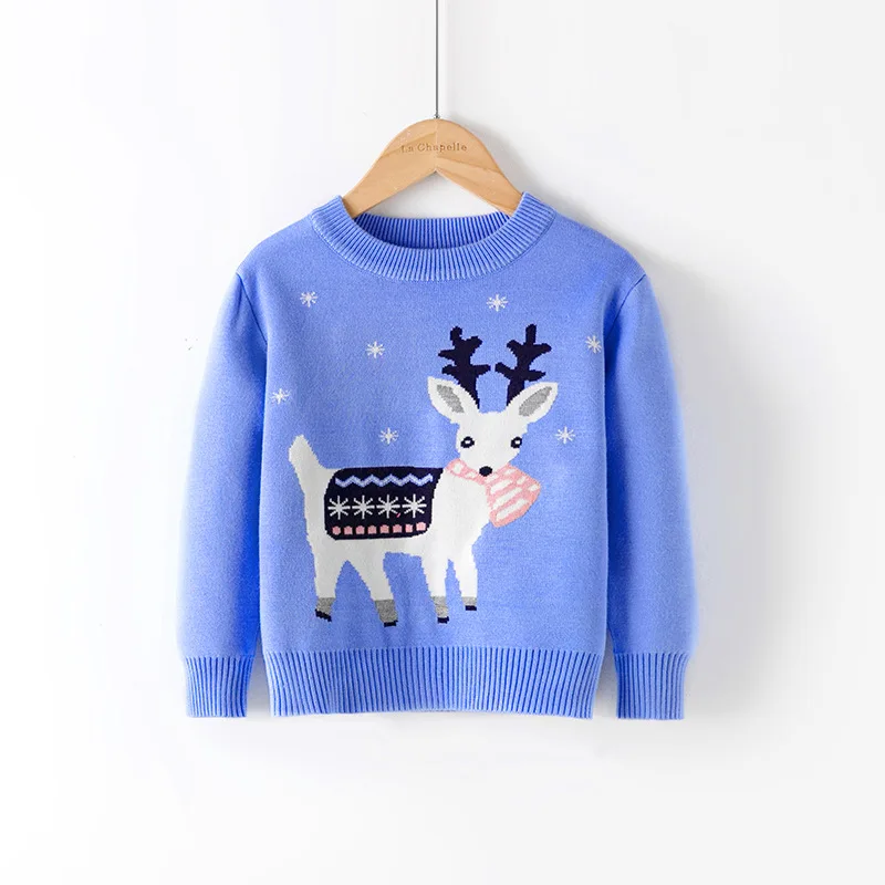 Новые свитера для маленьких девочек осенне-зимний пуловер для мальчиков и девочек теплый свитер хлопковая Рождественская одежда для детей от 2 до 7 лет