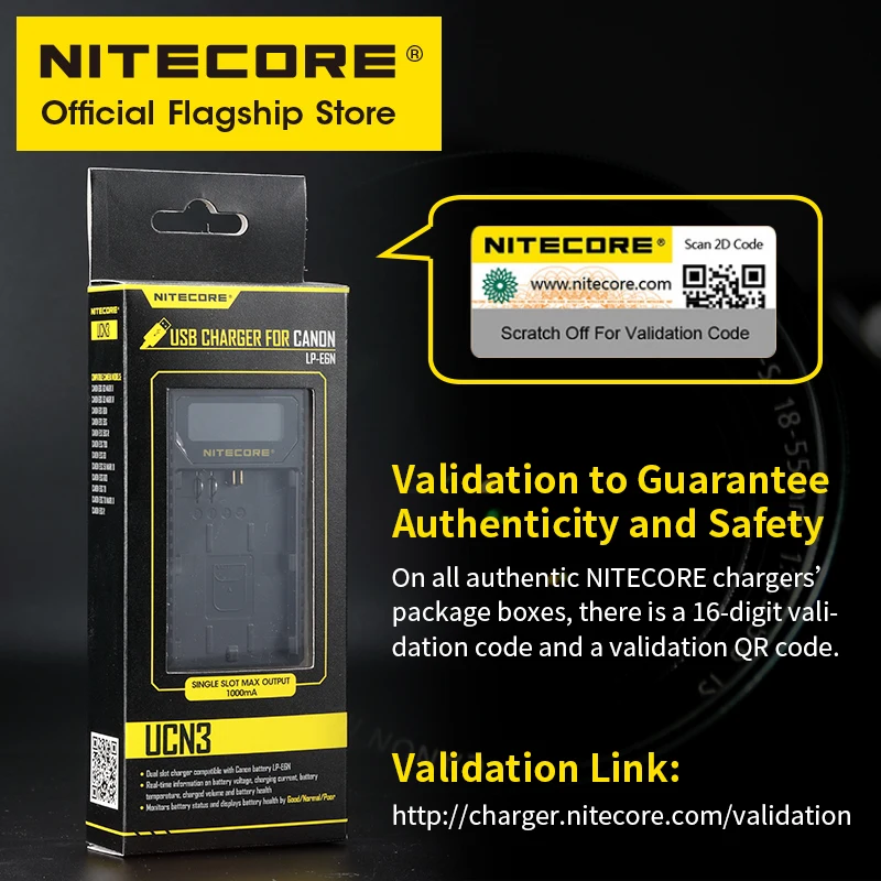 NITECORE UCN3 Camera Battery Charger Digital USB Dual Slot Charger DC 5V 2A for Canon LP-E6N EOS 5DS 6D 7D 90D R5 R6 Ra 60D 70D