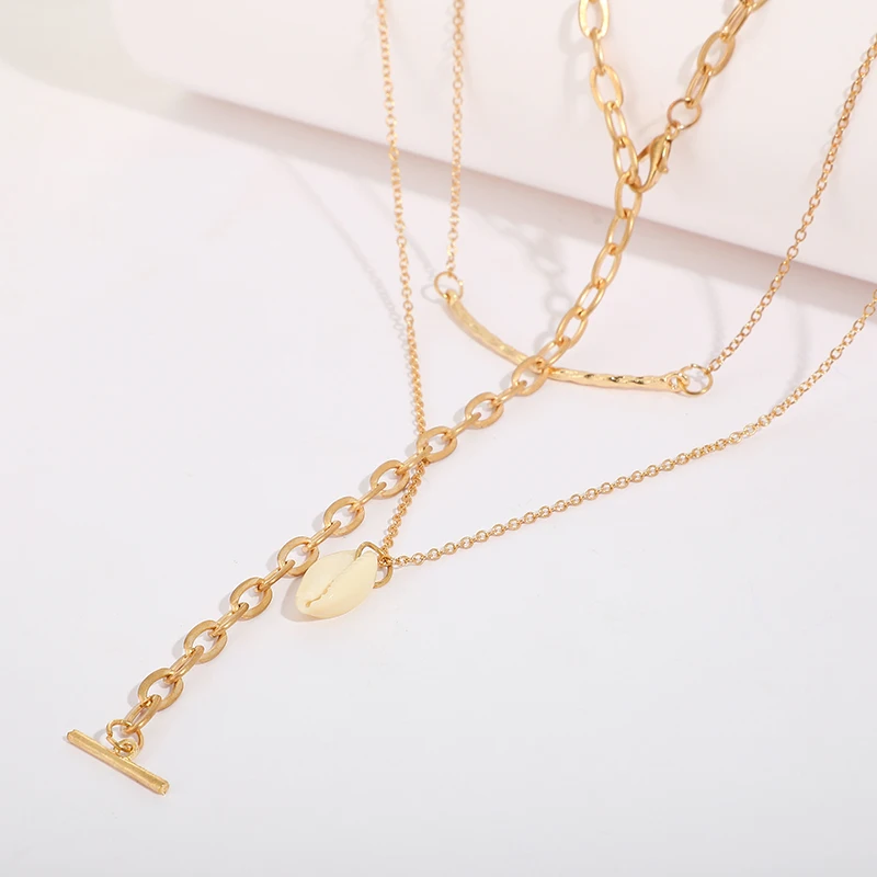 Tocona Bohemian Beach Natural Shell Stone Pendant Necklace for Women Long Chain Geometry Summer Jewelry Drop Shipping 8996