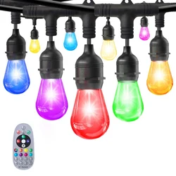 5/10M 5/10bulbs Colorful E27 LED Light String Remote Control Retro Edison Filament Bulb for Wedding Christmas Garden Patio Decor