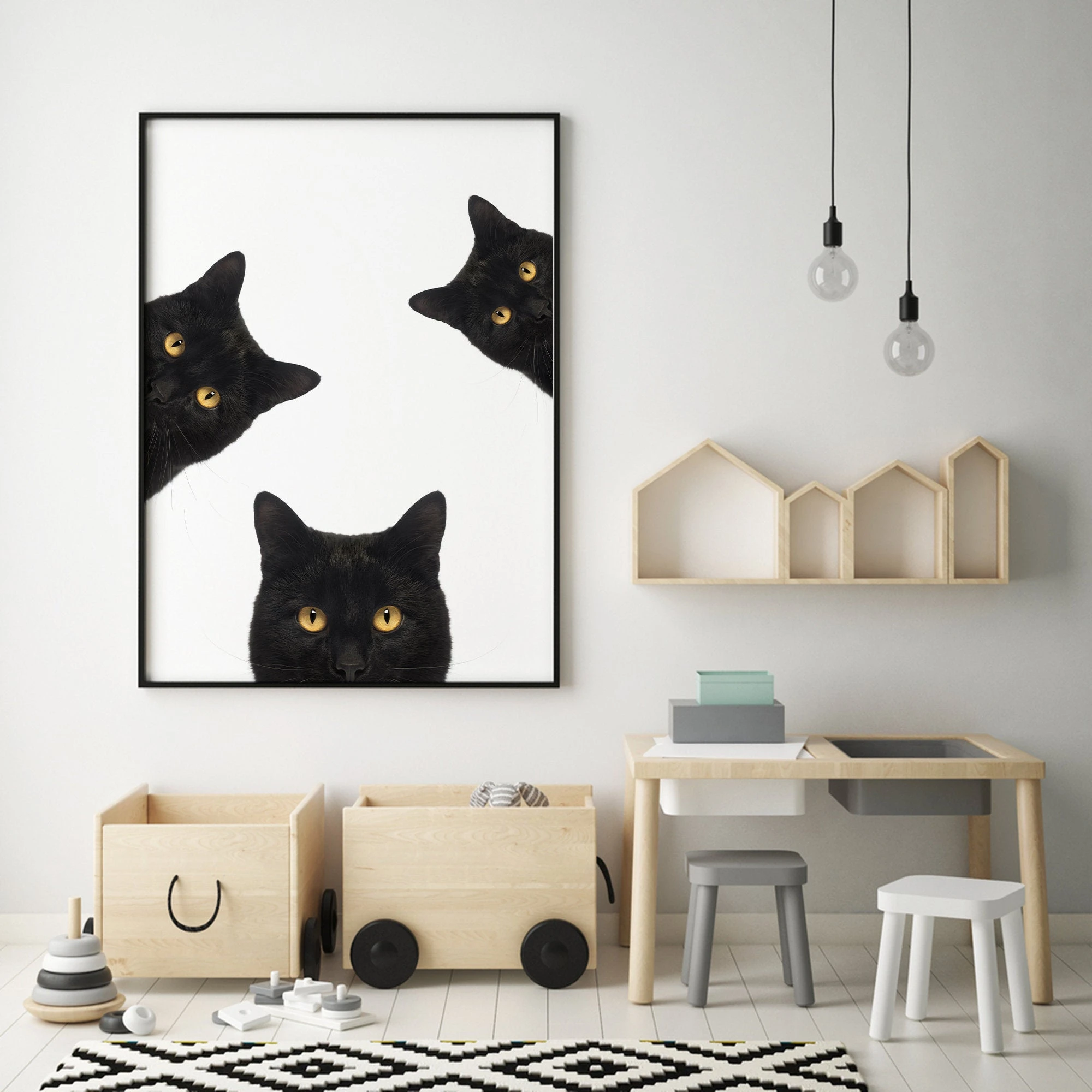 黒猫壁アートプリント 覗くと卑劣な猫ポスター 猫恋人のギフト 黒猫イラスト おかしい動物壁アート 面白いを 絵画 書道 Aliexpress