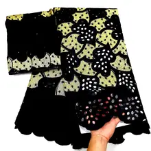 Африканская французская кружевная ткань хлопок шелк Нигерия сетка с бриллиантами кружевные ткани с вышивкой 5+ 2 ярдов/партия для модных платьев A2203
