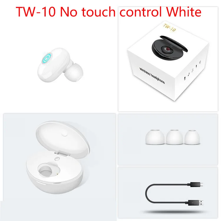 TW60 Touch control беспроводные наушники Buletooth 5,0 гарнитура 8D объемный HiFi стерео наушники спортивные наушники с микрофоном для телефонов - Цвет: TW10  No Touch White