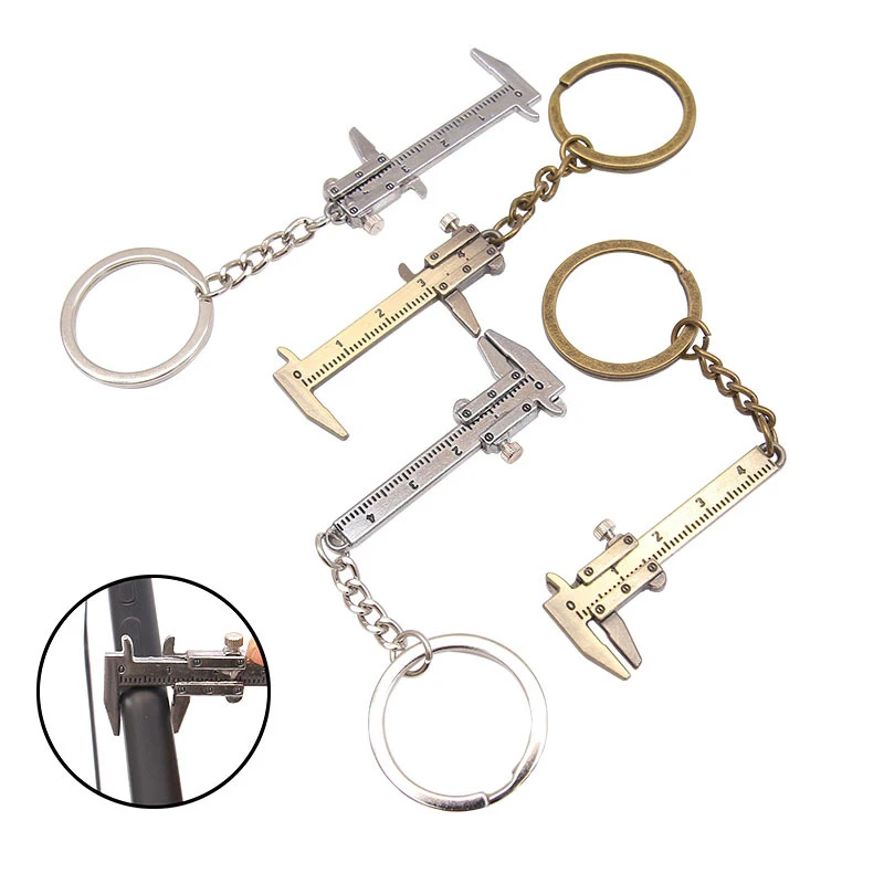 

10cm Mini Vernier Caliper Key Ring Car Key Decoration Keychain Portable Measuring Tool Vintage and Silver Zinc Alloy Key chain