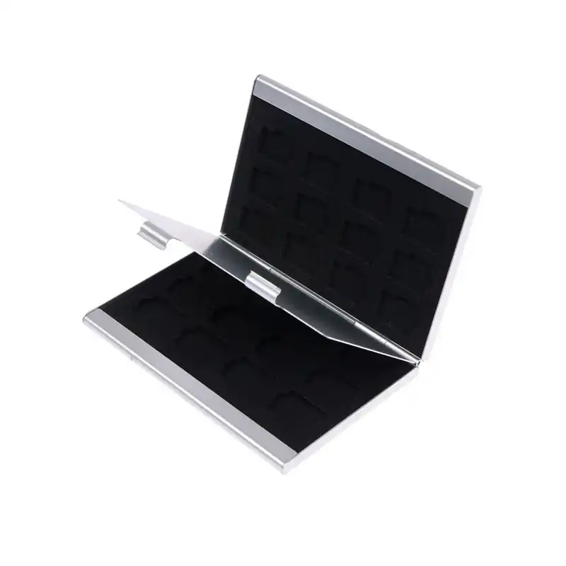 Silver Micro SD Alloy Storage Case for TF SD SDHC TF MS Memory Card Box