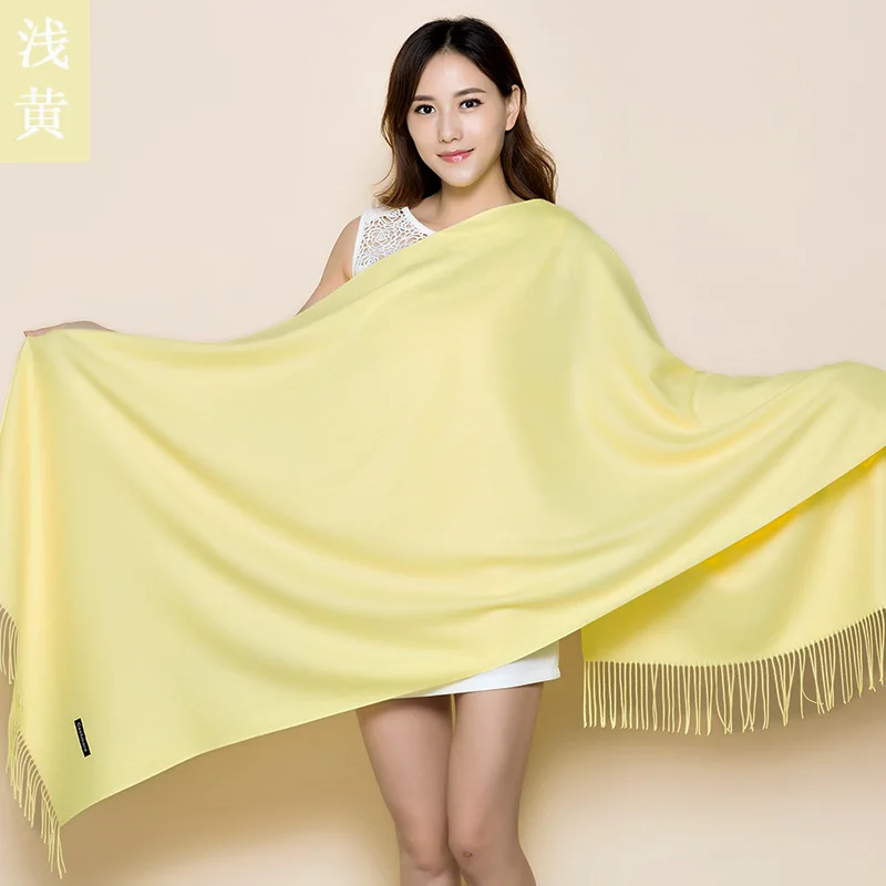 Women Winter New Arrival Cashmere Pashmina Shawl Scarf Lady Long Solid Color Tassel Wrap Shawl  Soft Red Annual Meeting Scarves 4