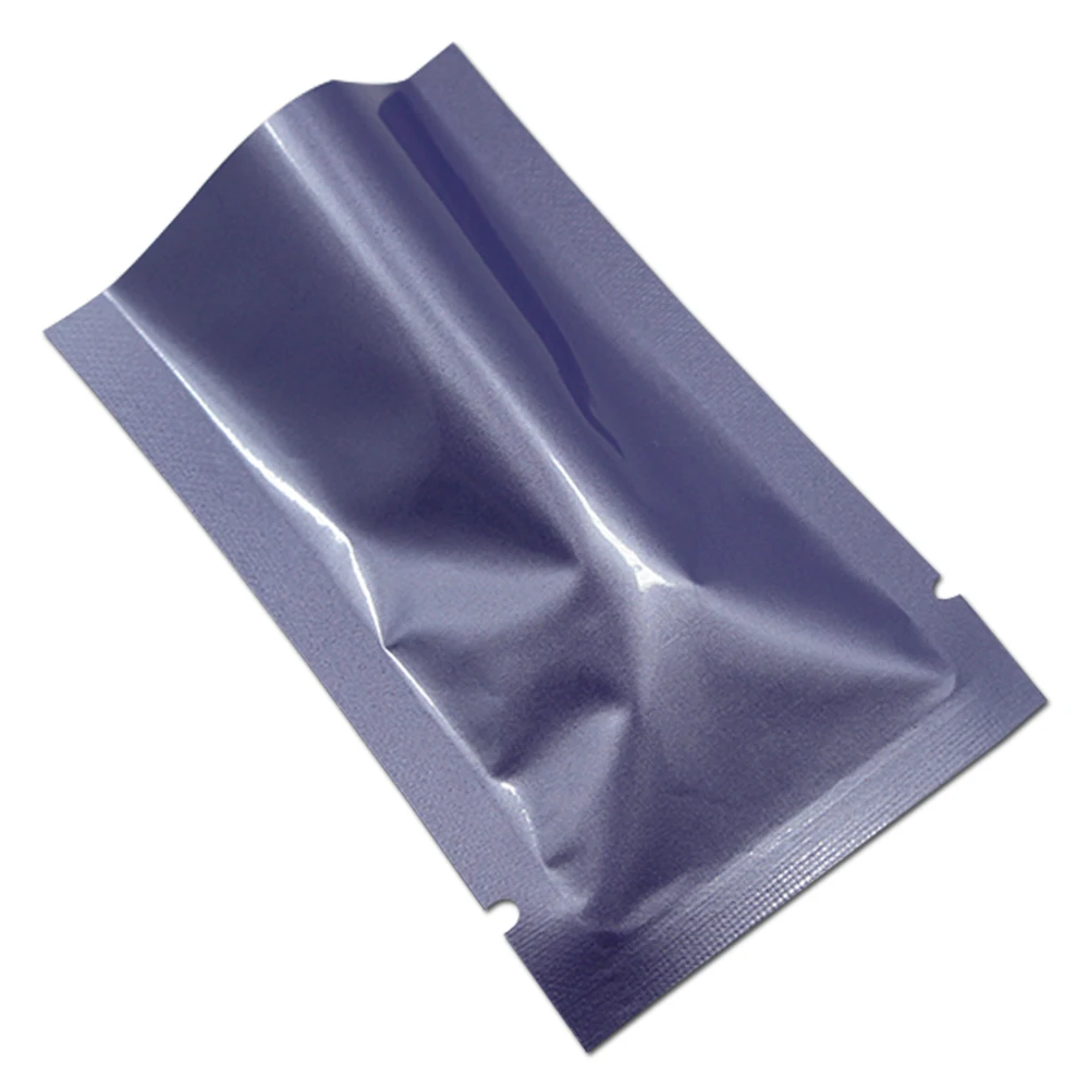 100 шт Матовая цветная открытая верхняя алюминиевая фольга упаковочная сумка майларовая фольга для хранения закусок и чая подарочный пакет для печенья сумка - Цвет: Glossy Purple