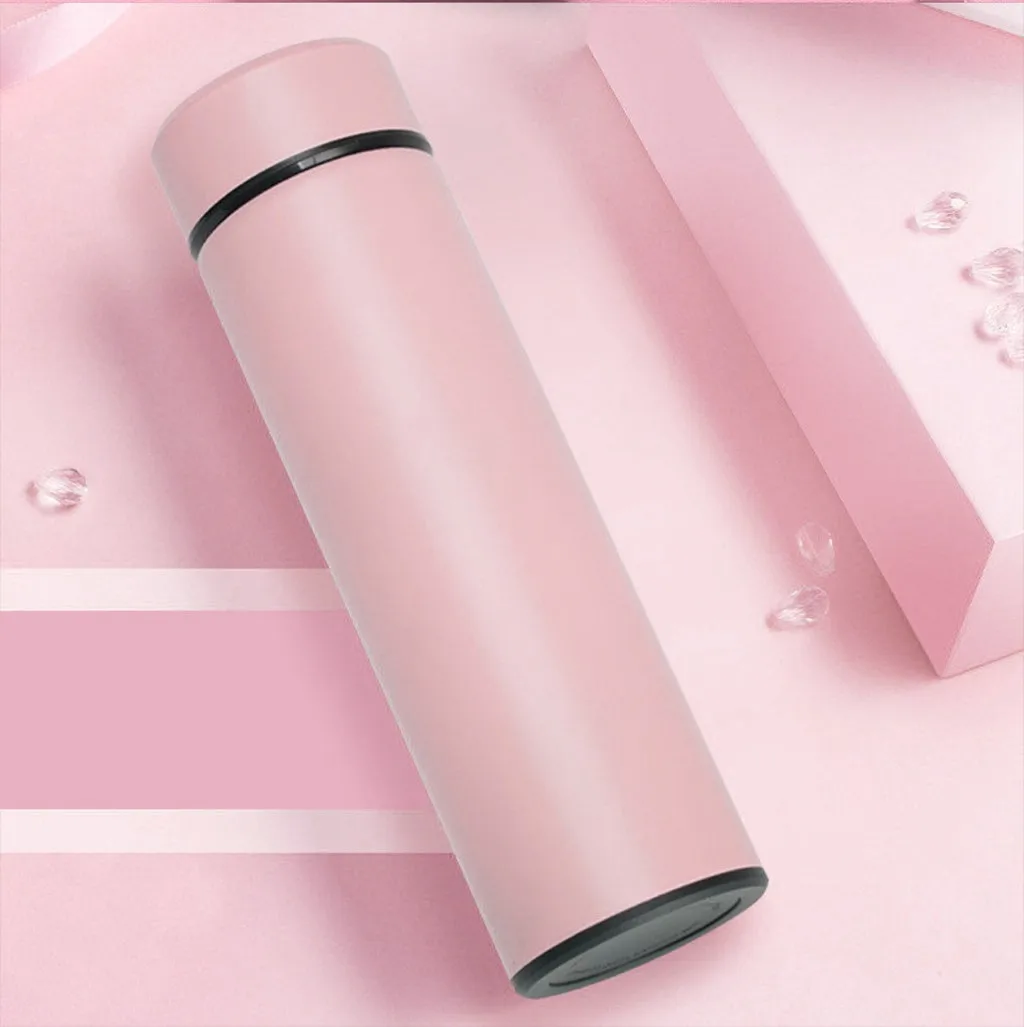 Pink Термос чашка из нержавеющей стали вакуумная колба смарт-чайник ЖК сенсорный экран дисплей Температура 500 мл - Цвет: Pink