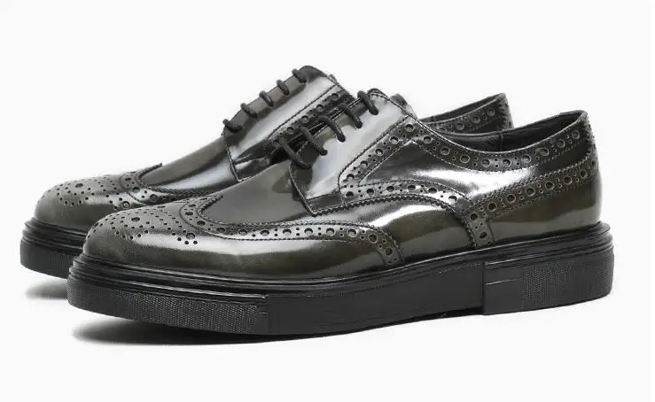 Chaussures Oxford Homme Harssidanzar - Cuir Verni, Design Brogue élastique, Semelle Caoutchouc - Modèle KM310EU