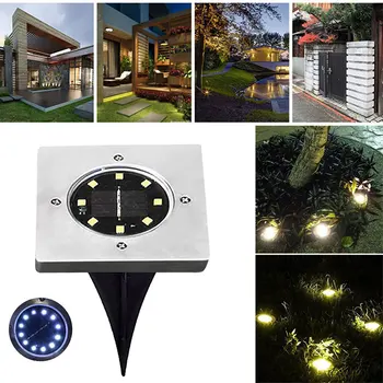 

8 LED Eco-Friendly Disk Lights Street Landscape Light Durable Path Way Buried Light Home Solar Gutter Security Outdoor