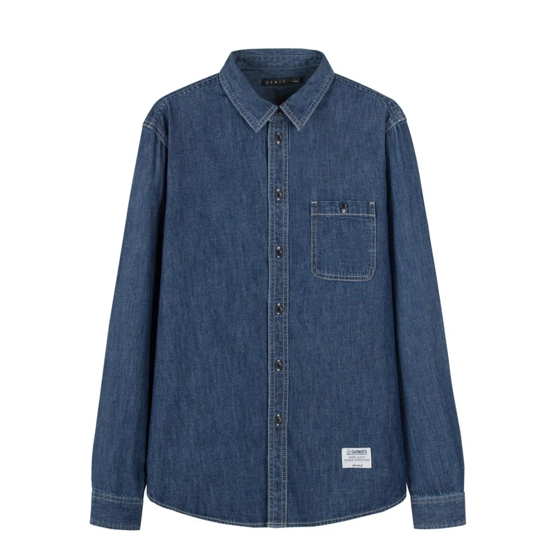 Cowboy color SEMIR Осенняя новая джинсовая рубашка с длинным рукавом для мужчин, индивидуальная тканая Красивая хлопковая дюймовая рубашка, Молодежная рубашка для мужчин - Цвет: Cowboy color