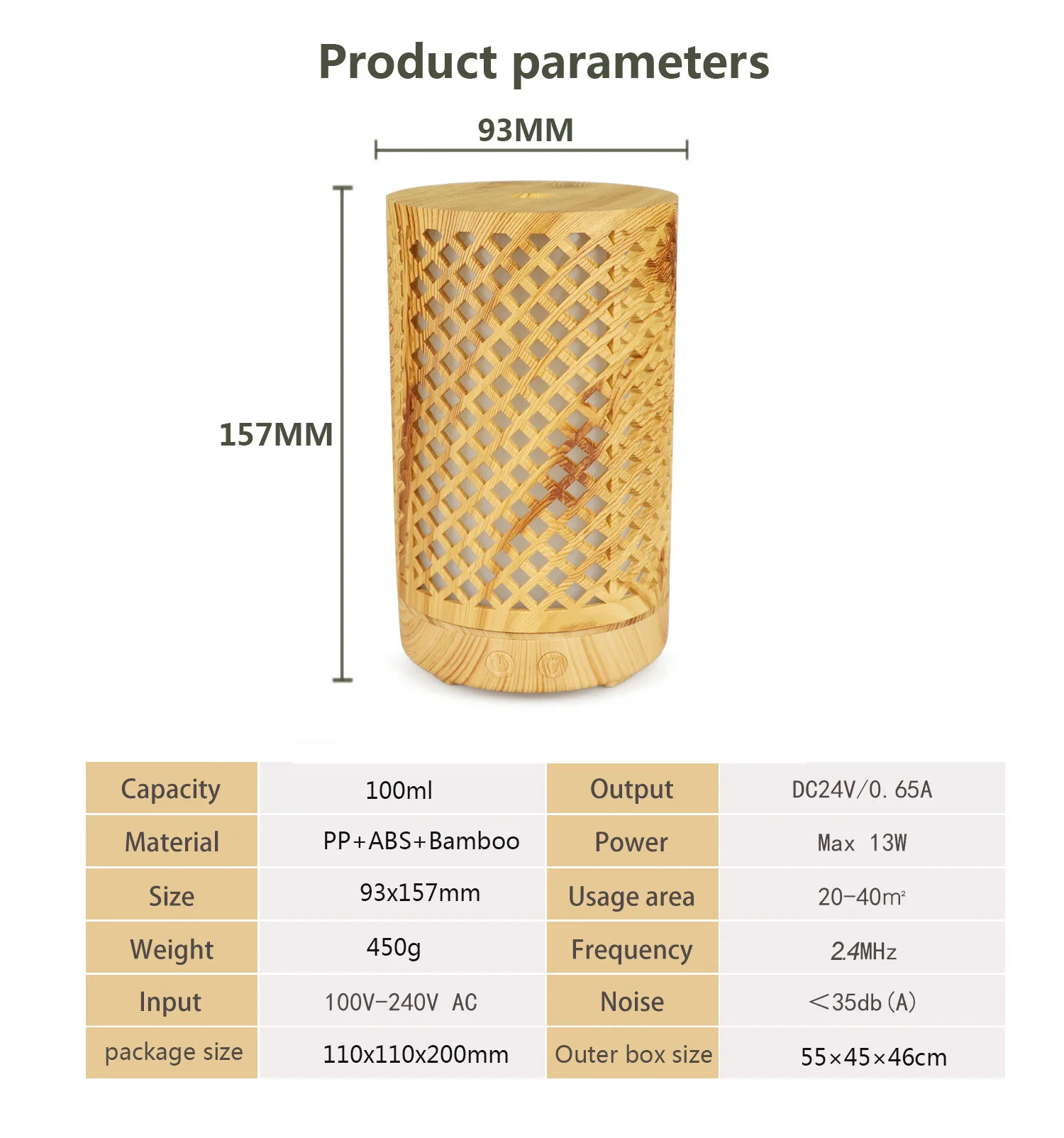 Hollow out Aroma Diffuser Cylindrical Wood Grain Air Purification Fragrance Machine Ultrasonic Colorful Ambience Light Wood Grai
