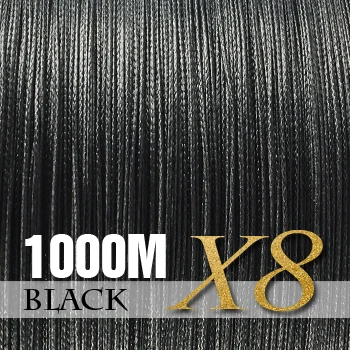Black SIECHI PE Braided Fishing Line Multifilament 7Colors Fishing Cord Strong 8 Strands 1000M Fishing Line - Цвет: Black
