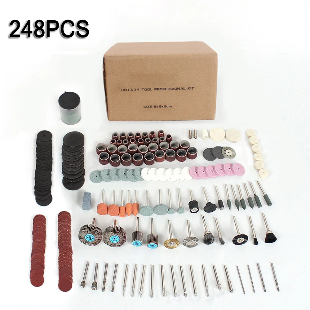 248x Electric Grinding Rotary Tool Polishing Sanding Milling Craft Bit Set