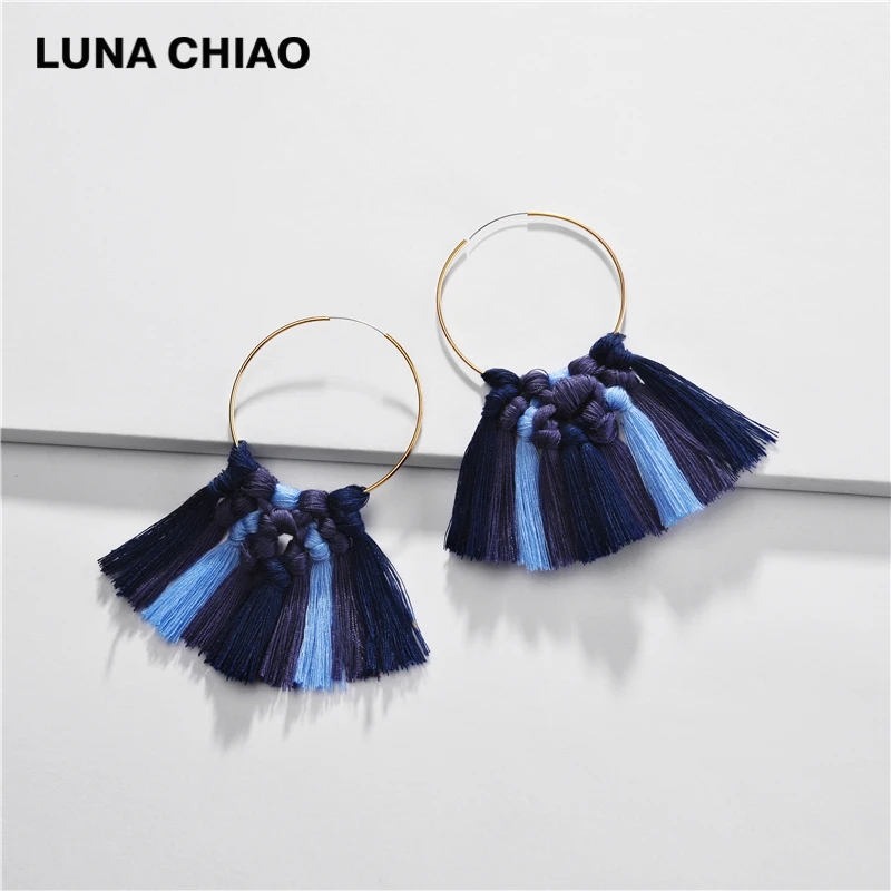 LUNA CHIAO BOHO богемные красочные кисточкой серьги медные проволочные обручи для женщин