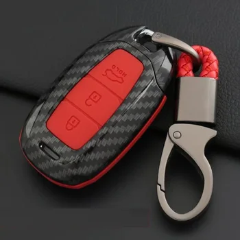 

Carbon Fiber Silicone Car Key Case Key Cover For Hyundai i30 Ix35 Solaris Azera Elantra Grandeur Ig Accent Santa Fe Verna