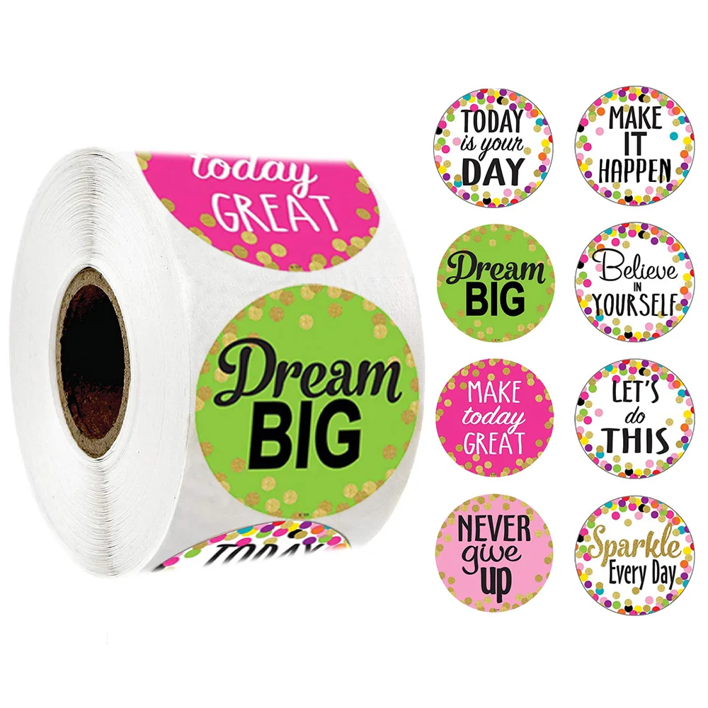 500pcs Roll Confetti Positive Sayings Accents Stickers For 500pcs Roll Confetti Positive Sayings