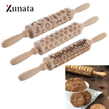 Чудесные рождественские Скалка Рождество тиснение деревянная Скалка тесто гравировкой палка выпечки инструменты для приготовления печенья лапша печенье, фондан, пирог олень; Снежинка DIY Год Формы для выпечки инструмент