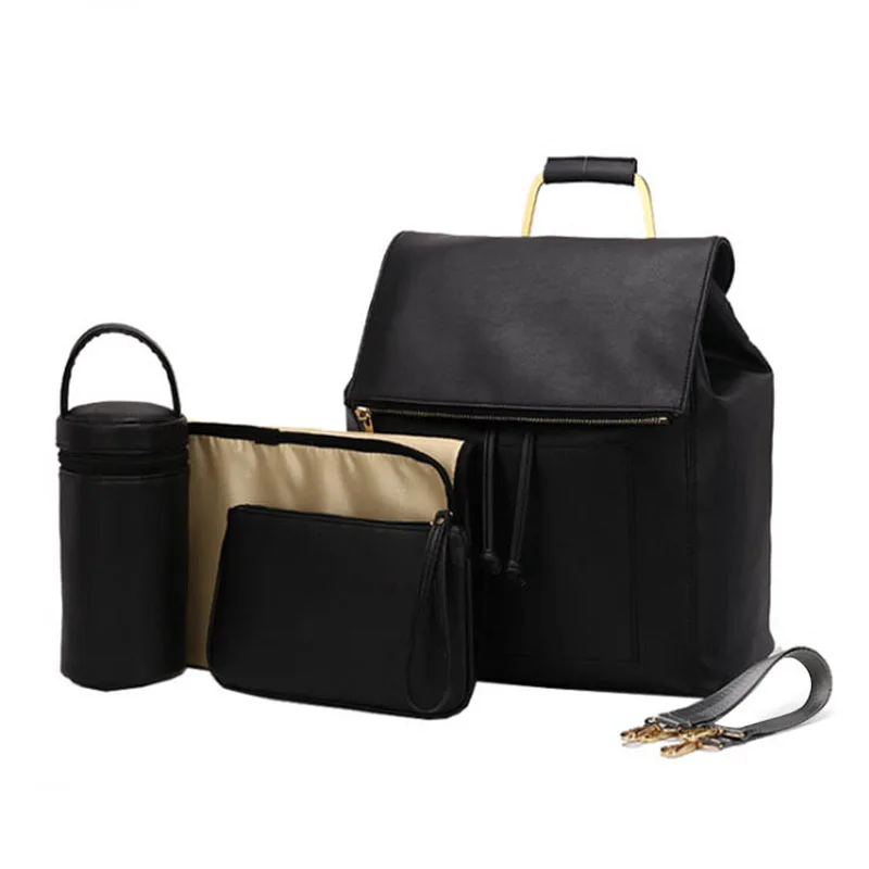 

High Quality PU Leather Mom Dad Diaper Bag Backpack Large Capacity Baby Bags For Mom Backpack Maternity Bag mochila maternidade