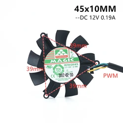 Ventilador para tarjetas gráficas, MDA5012LR-A10 de alta calidad, ultra silencioso, 5010, 45MM de diámetro, 39mm, agujero de paso, 12V, 0.1A, 2 pines