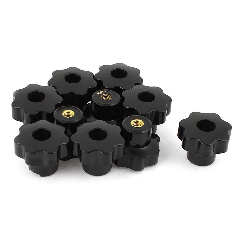 

ELEG-10 Pcs 32mm Dia M6 Thread Screw On Type Star Head Clamping Knob Grip
