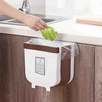 

Trash Can Garbage Kitchen Cabinet Door Hanging Dry Wet Separation Folding Waste Household Cleaning Tools Accessories Trash Bin