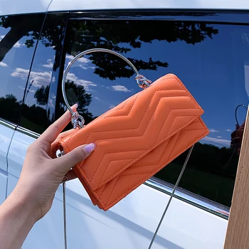 

Simple PU Leather Rectangular Alloy Handle Shoulder Bags for Women 2020 Summer Fashion Handbags Purse Ladies Travel Hand Bag