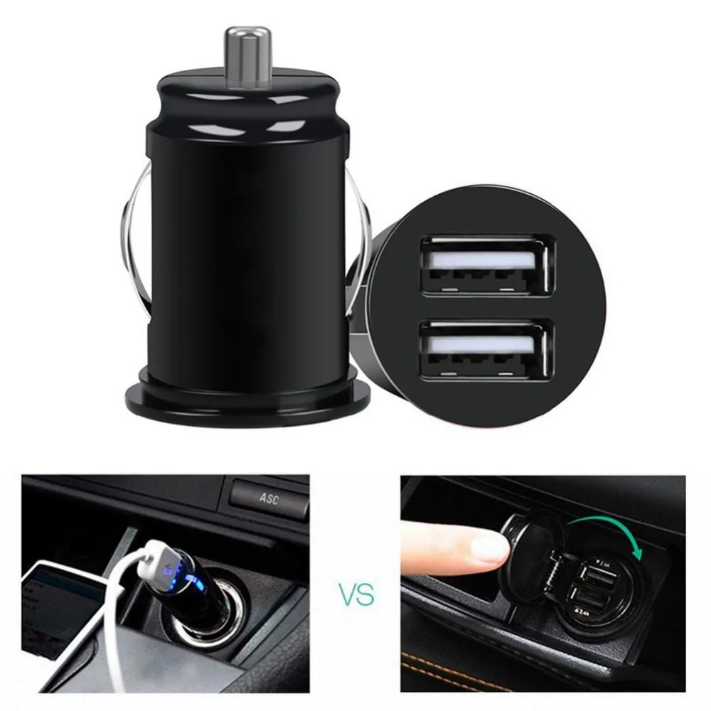 

Adapter Universal Fast Car Charger Power Adapter Car Styling Car Mini Dual USB Car Charger Cigarette Lighter 12V 2 Port