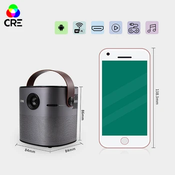

2019 Mini Pocket Projector Android OS For Full HD 1080P Portable DLP 200 ANSI Lux Projector With Bluetooth Battery WIFI Beamer