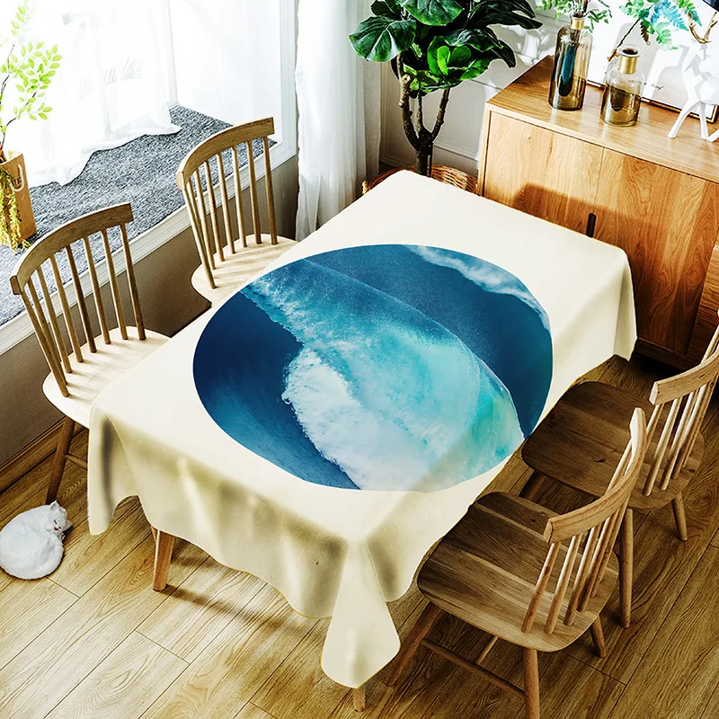 

Round frame scenery Tablecloth Waterproof Dinner Rectangular Decorative Table Cover Tapete Table Cloth Dining Kitchen Home