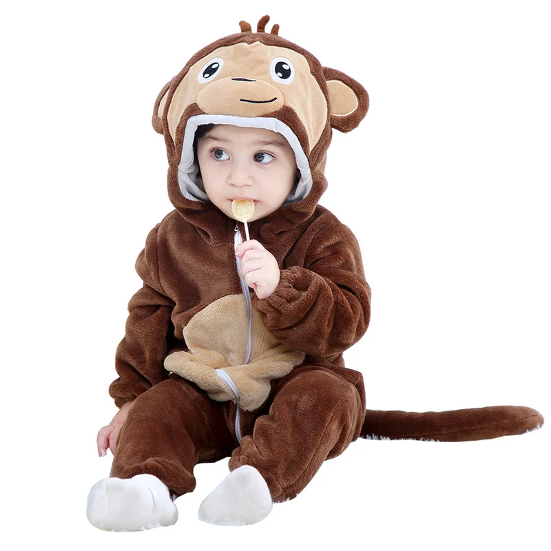 New Kids Pajamas Onesie Fox Animal Cartoon Crawl Clothes Winter Flannel Pajama Jumpsuit Boys Girls Kigurumi Sleepwear Overalls