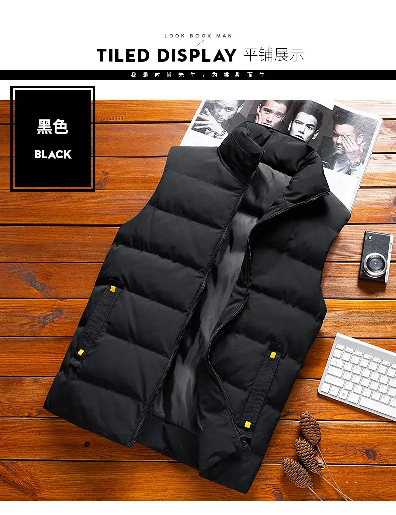 8XL Vest Coat Men 2019 Autumn Male Sleeveless Jacket Coat Winter Warm Waistcoat Padded Down Vest Men Brand MuLS Cloths Plus Size 16