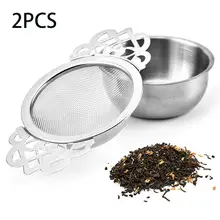 1/2 шт специй нержавеющая сталь Чай Ситечко с капельницей легко чистить вкладыш Висячие травяные двойное ухо заварки фильтр сетки