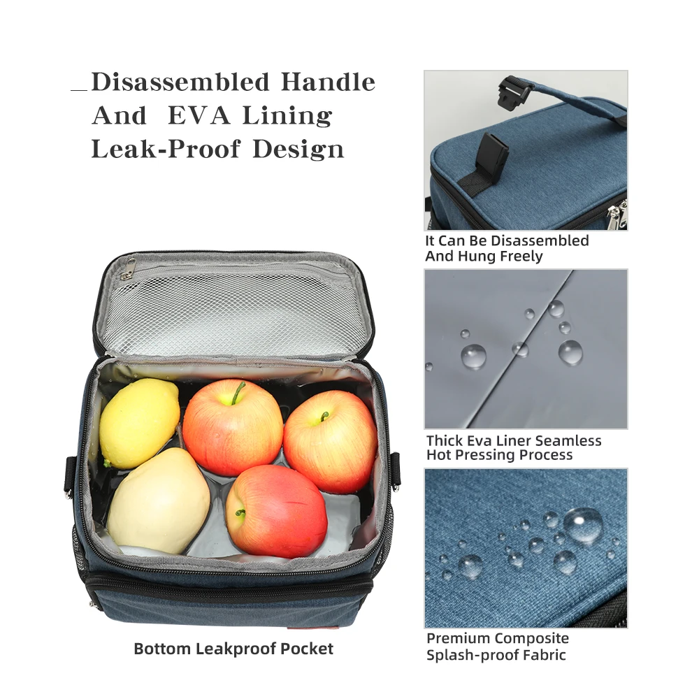 Portable Lunch Bag Waterproof Tote Cooler Handbag Insulated Thermal Bag For Food Bento Pouch Dinner Container