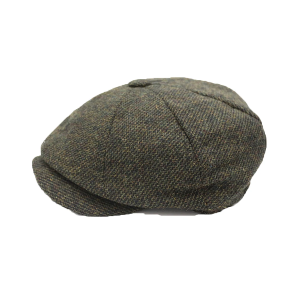 Dropshipping Wool Tweed Newsboy Cap for Men Women Herringbone 8 Panel Apple Caps Cabbies Hats Woolen Headpiece Beret BLM74