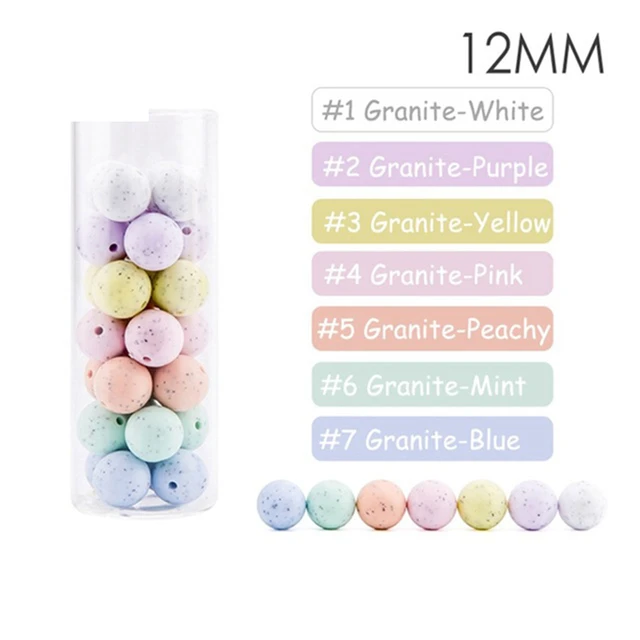 60pcs 12mm Baby Teether Silicone Beads Diy Pacifier Chain Bracelet Bpa Free Chewable Round Silicone Bead Accessories For Newborn Sesame mixed set