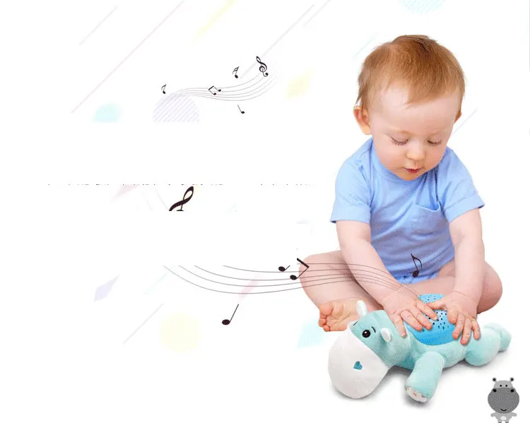 30 см Kawaii реалистичные Бегемот мягкие животные Детская мягкая игрушка успокаивающий Голосовое управление Звук Свет проектор для до 3 лет игрушка