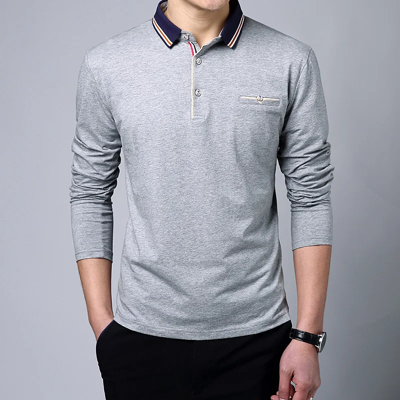 Дизайн Мужская брендовая рубашка поло с длинным рукавом Повседневная Весенняя осенняя одежда плюс Азиатский размер M-3XL