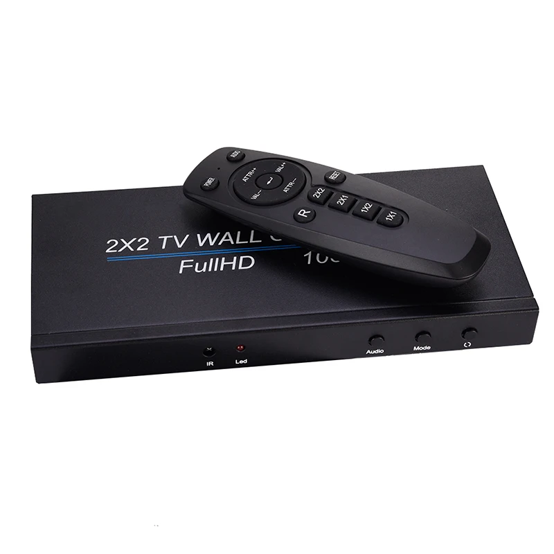 AMS-2X2 Video Wall Controller 1 HDMI Input 4 HDMI Output 2X1/3X1/4X1/1X2/1X3/1X4 TV Processor Images Stitching(US Plug)