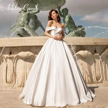 Ashley Carol Сексуальное Милое мягкое атласное винтажное свадебное платье на шнуровке платье для невесты без спинки Простые Свадебные платья принцессы