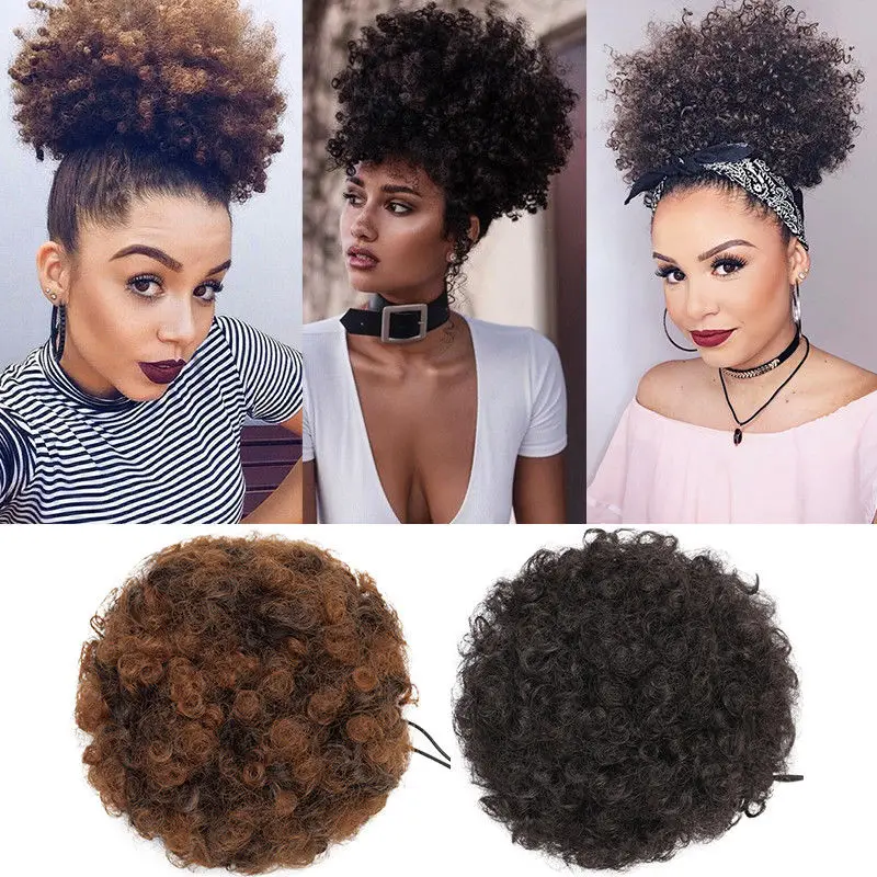 

Synthetic Curly Hair Ponytail Drawstring Puff Short Kinky Wig African American Short Afro Kinky Curly Wrap Hair