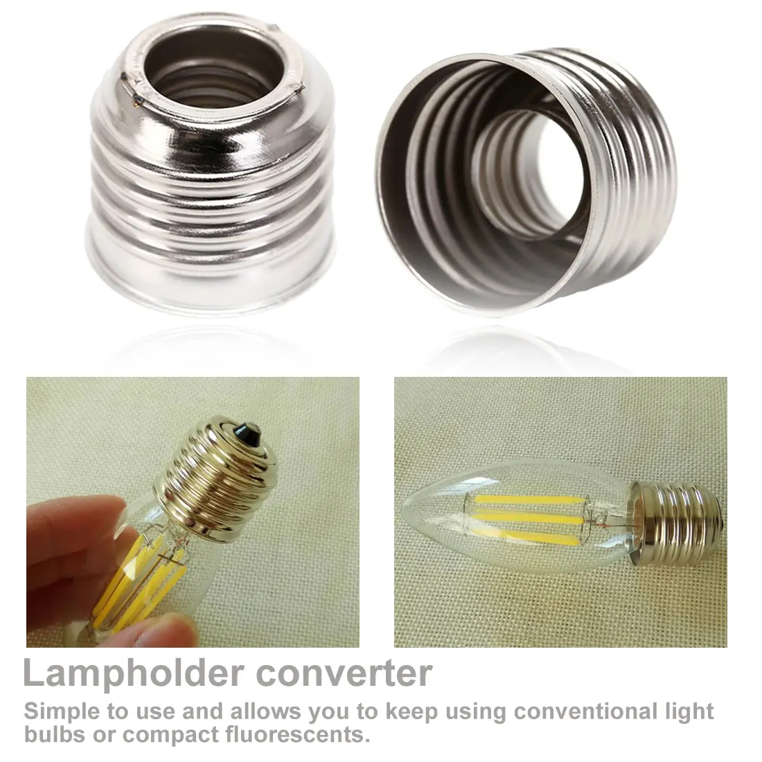 

Conversion lamp holder Nickel plated iron ring Light Bulb Lamp Holder Adapter Plug Extender Led Light