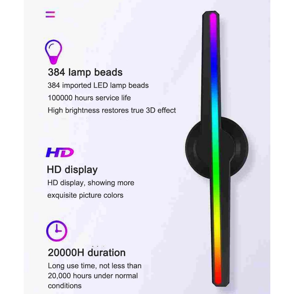45 см HD WIFI 3D голографический рекламный аппарат проектор 384 светодиодные лампы для
