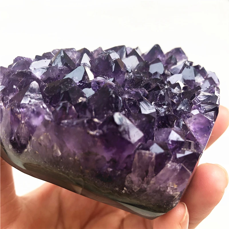 1 Piece Natural Uruguay Amethyst Geode Crystal Heart Cluster Deep Purple Specimen Decoration Natural Quartz Crystals