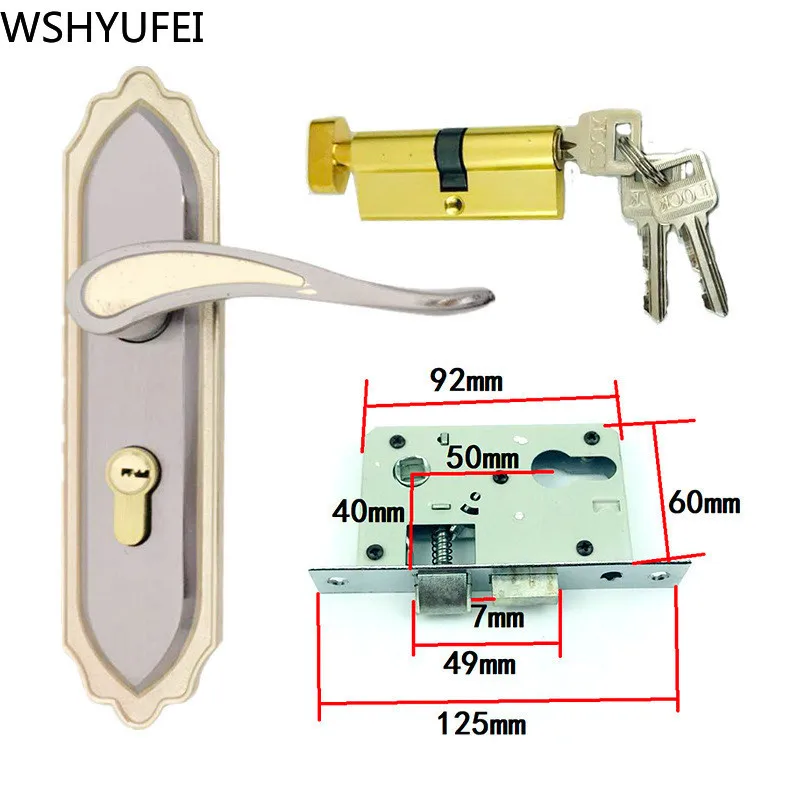 1 комплект прочная дверь ручка замок цилиндр Передний Задний рычаг защелка Домашняя безопасность w/ключи Двойная защелка Двери Комнаты Панели безопасности замки