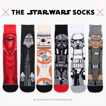 

2020 New Cotton Personalized Straight Socks Black Star Wars Warrior Cartoon Anime Fashion Cotton Socks Male Socks