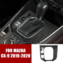 Car Real Carbon Fiber Interior Gear Shift Frame Cover Trim Auto Decor Sticker Center Console Protection for Mazda CX 9 2019 2020