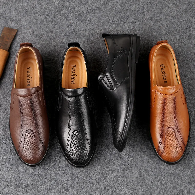 

Brand 2019 New Men Loafers Breathable Genuine Leather Shoes For Man Driving Shoes Moccasins Business Boat Top Men Shoes *20199